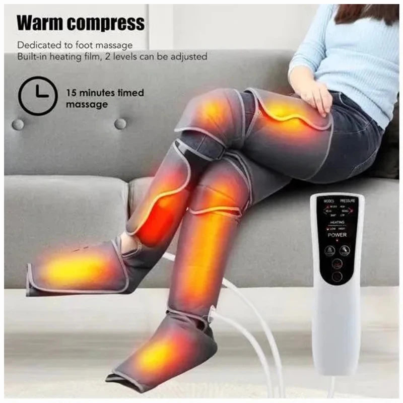 Air Pressure Foot Leg Massager Heating Body Muscle Relaxer Promotes Bl